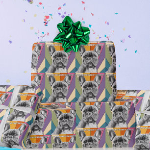 Papier Cadeau Texte personnalisé Retro Super Arc-en-ciel Françai