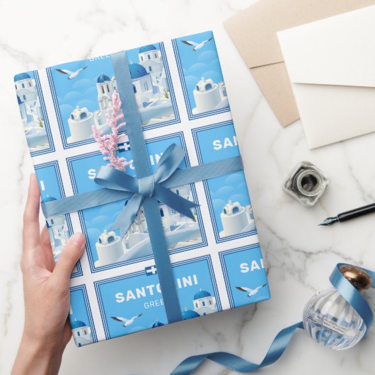 Papier Cadeau Texte personnalisé Santorin Grèce (Cadeaux)