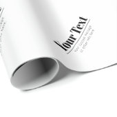 Papier Cadeau Texte rétro-modern élégant | Noir & Blanc (Coin rond)