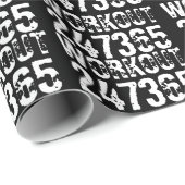 Papier Cadeau Texte usé et rayé Workout 247365 blanc (Coin rond)