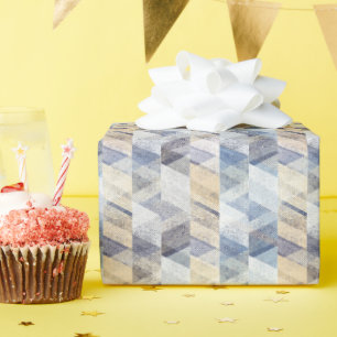 Papier Cadeau Textes bleu clair, zigzag beige