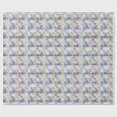 Papier Cadeau Textes bleu clair, zigzag beige (Plat)