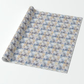 Papier Cadeau Textes bleu clair, zigzag beige (Déroulé)