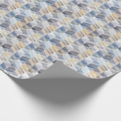 Papier Cadeau Textes bleu clair, zigzag beige (Coin)