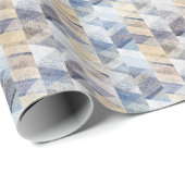 Papier Cadeau Textes bleu clair, zigzag beige (Coin rond)