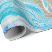 Papier Cadeau texture Abstraite en marbre bleu (Coin rond)