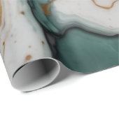 Papier Cadeau texture Abstraite en marbre Jade avec accents or (Coin rond)