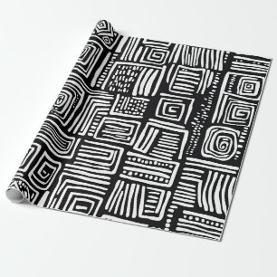 Papier Cadeau Texture abstraite monochrome en noir et blanc de l