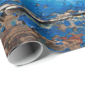 Papier Cadeau Texture arrière - plan bois bleu (Coin rond)