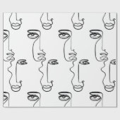 Papier Cadeau Texture avec faces abstraites. Une ligne continue  (Plat)