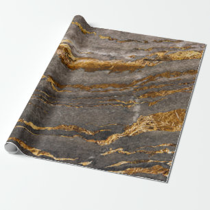 Papier Cadeau Texture cool en marbre d'or Brown