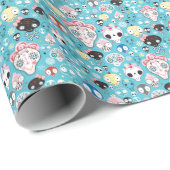 Papier Cadeau Texture crâne riant (Coin rond)