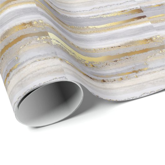 Papier Cadeau Texture d'aquarelle en or gris luxe (Coin rond)