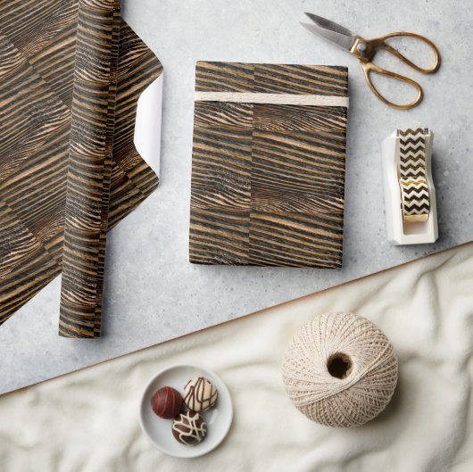 Papier Cadeau Texture de bois cool unique (Artisanat)