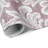 Papier Cadeau Texture de dentelle d'élégance blanche avec bea sa (Coin rond)