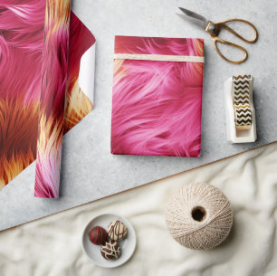 Papier Cadeau Texture de fausse fourrure de monstre rose et oran