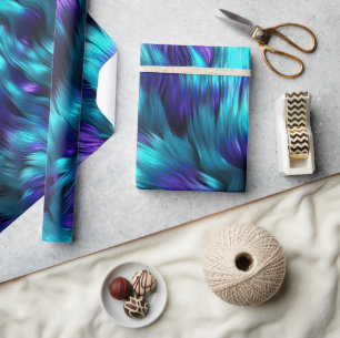 Papier Cadeau Texture de fourrure de faux monstre bleu et violet