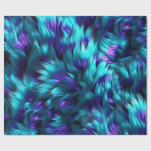 Papier Cadeau Texture de fourrure de faux monstre bleu et violet (Plat)