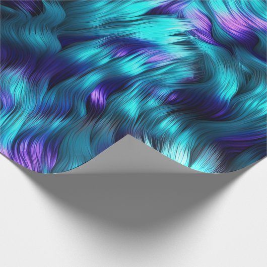 Papier Cadeau Texture de fourrure de faux monstre bleu et violet (Coin)