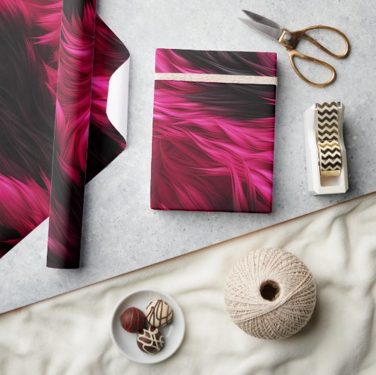 Papier Cadeau Texture de fourrure de faux monstre rose et noir (Artisanat)