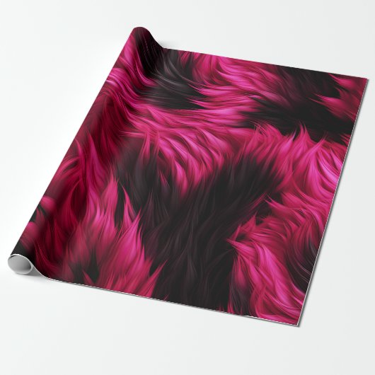 Papier Cadeau Texture de fourrure de faux monstre rose et noir (Déroulé)
