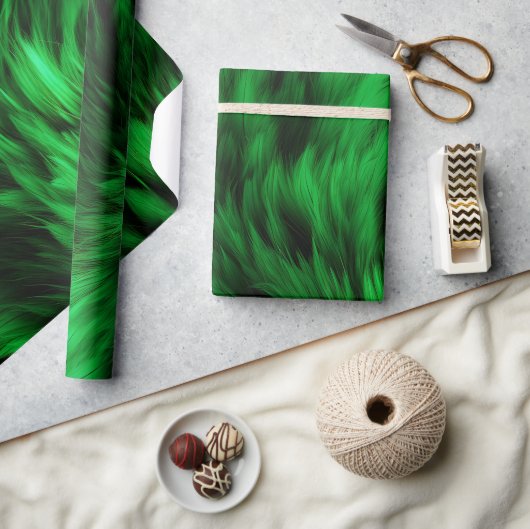 Papier Cadeau Texture de fourrure de monstre faux vert amusant (Artisanat)