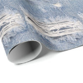 Papier Cadeau Texture de jean déchiré (Coin rond)