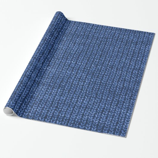 Papier Cadeau Texture de Knit de chandail de bleu royal (Déroulé)