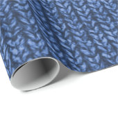 Papier Cadeau Texture de Knit de chandail de bleu royal (Coin rond)
