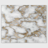 Papier Cadeau Texture de marbre blanc doré cool (Plat)