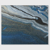 Papier Cadeau Texture de marbre bleu cool (Plat)