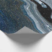 Papier Cadeau Texture de marbre bleu cool (Coin)