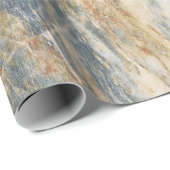 Papier Cadeau Texture de marbre dans gris et bleu (Coin rond)