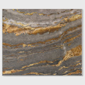 Papier Cadeau Texture de marbre doré brun cool (Plat)