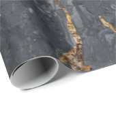 Papier Cadeau Texture de marbre doré gris cool (Coin rond)