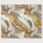 Papier Cadeau Texture de marbre gris abstrait avec or fluide (Plat)