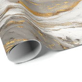 Papier Cadeau Texture de marbre gris abstrait avec or fluide (Coin rond)