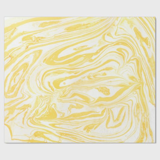 Papier Cadeau Texture de marbre jaune. Main dessinée (Plat)
