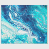 Papier Cadeau Texture de marbre liquide bleu (Plat)