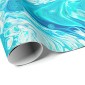 Papier Cadeau Texture de marbre liquide bleu (Coin rond)