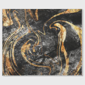 Papier Cadeau Texture de marbre noir doré Cool (Plat)