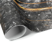 Papier Cadeau Texture de marbre noir doré Cool (Coin rond)