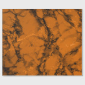 Papier Cadeau Texture de marbre orange et noir (Plat)