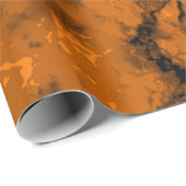 Papier Cadeau Texture de marbre orange et noir (Coin rond)
