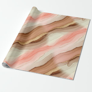 Papier Cadeau Texture de marbre organique avec terre brûlée et o