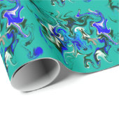 Papier Cadeau texture de marbre turquoise (Coin rond)