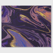 Papier Cadeau Texture de marbre violet or cool (Plat)