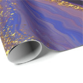 Papier Cadeau Texture de marbre violet or cool (Coin rond)
