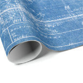 Papier Cadeau texture du plan architecture motif construction bl (Coin rond)