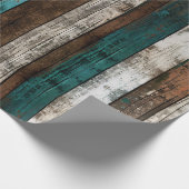 Papier Cadeau Texture en bois rustique Découpage Turquoise et Br (Coin)